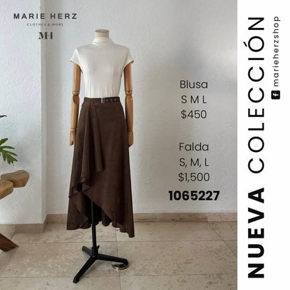 1065227  Falda café gamuza