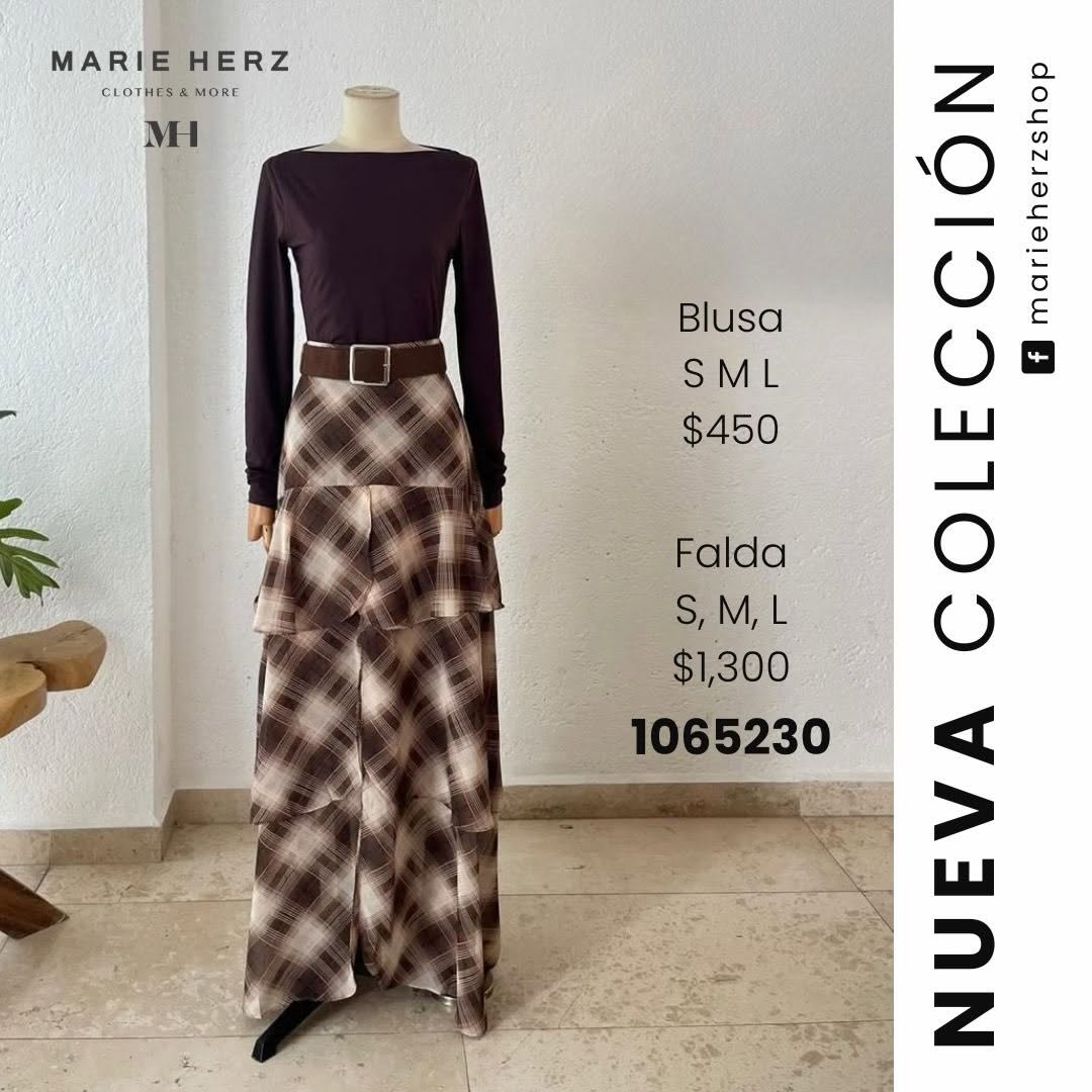 1065230  Falda café cuadros