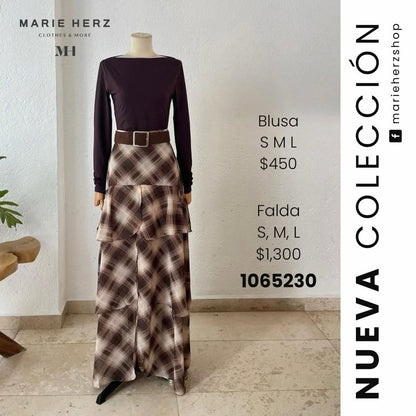 1065230  Falda café cuadros
