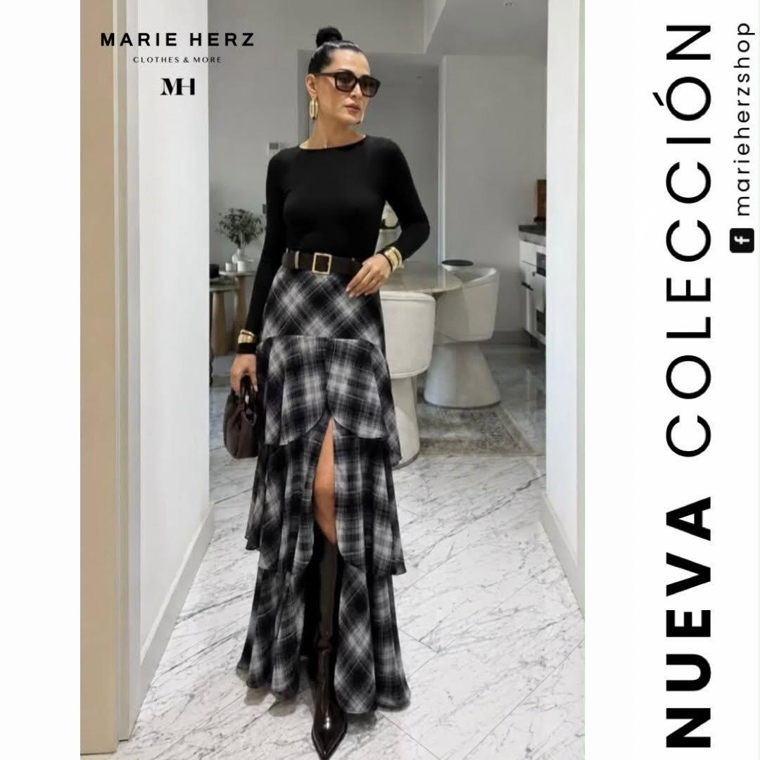 1065233  Falda negra cuadros