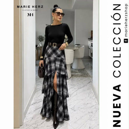 1065233  Falda negra cuadros