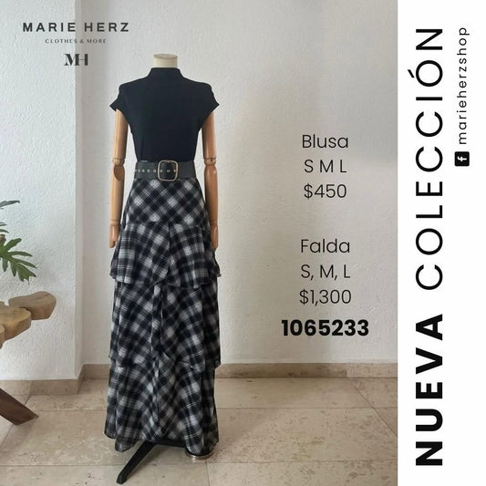 1065233  Falda negra cuadros