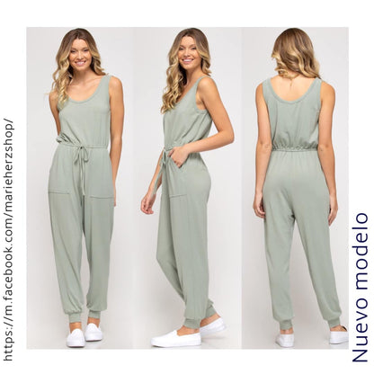 1049624  Jumpsuit menta sin mangas