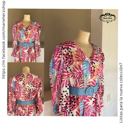 1056130  Maxivestido palmpas rosas