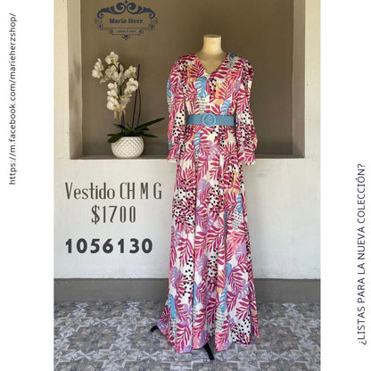 1056130  Maxivestido palmpas rosas