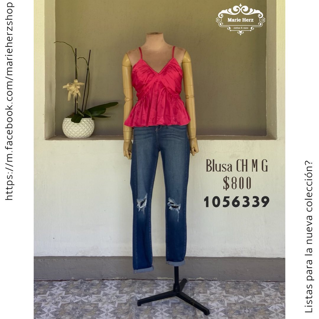 1056339  Blusa satín rosa tirantes
