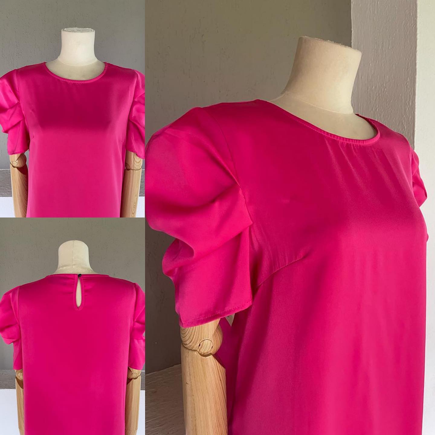 1057338  Vestido corto rosa satín