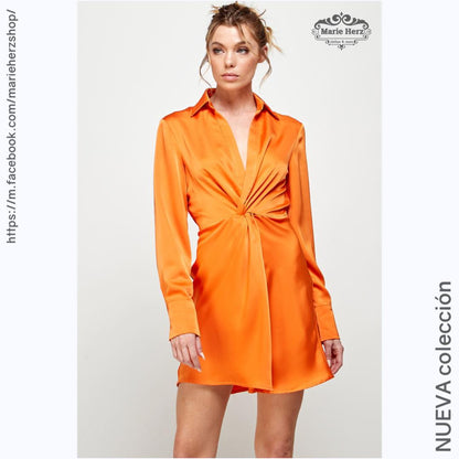 1058661  Vestido camisero naranja