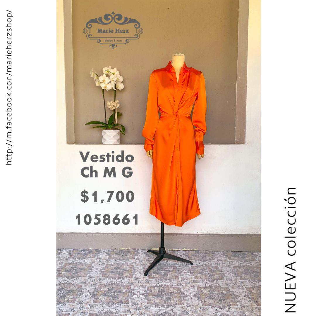1058661  Vestido camisero naranja