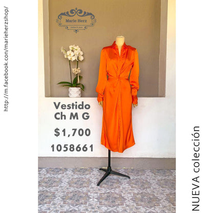 1058661  Vestido camisero naranja