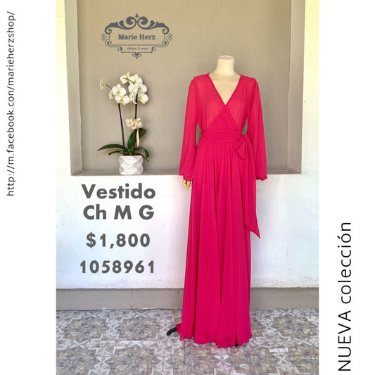 1058961  Maxivestido rosa